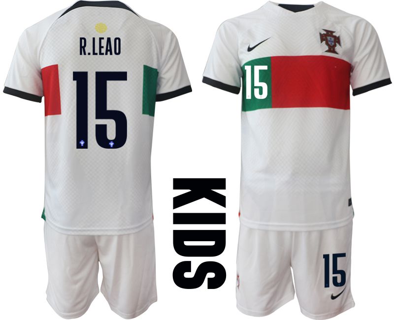 Youth 2022 World Cup National Team Portugal away white #15 Soccer Jersey->youth soccer jersey->Youth Jersey